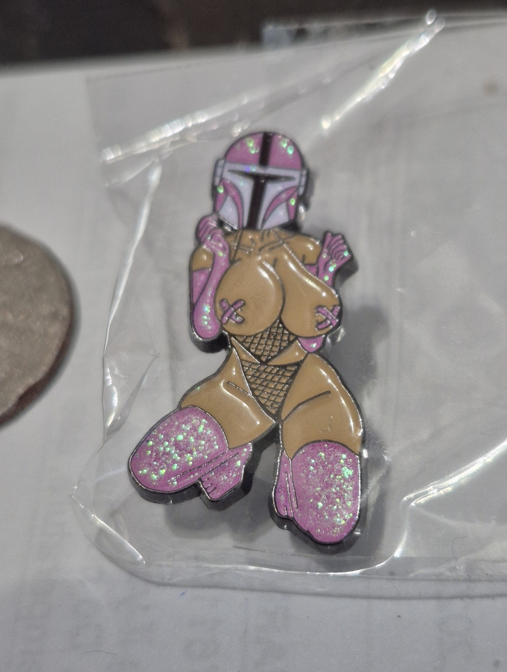 Pink Glitter Boba Fett Pin